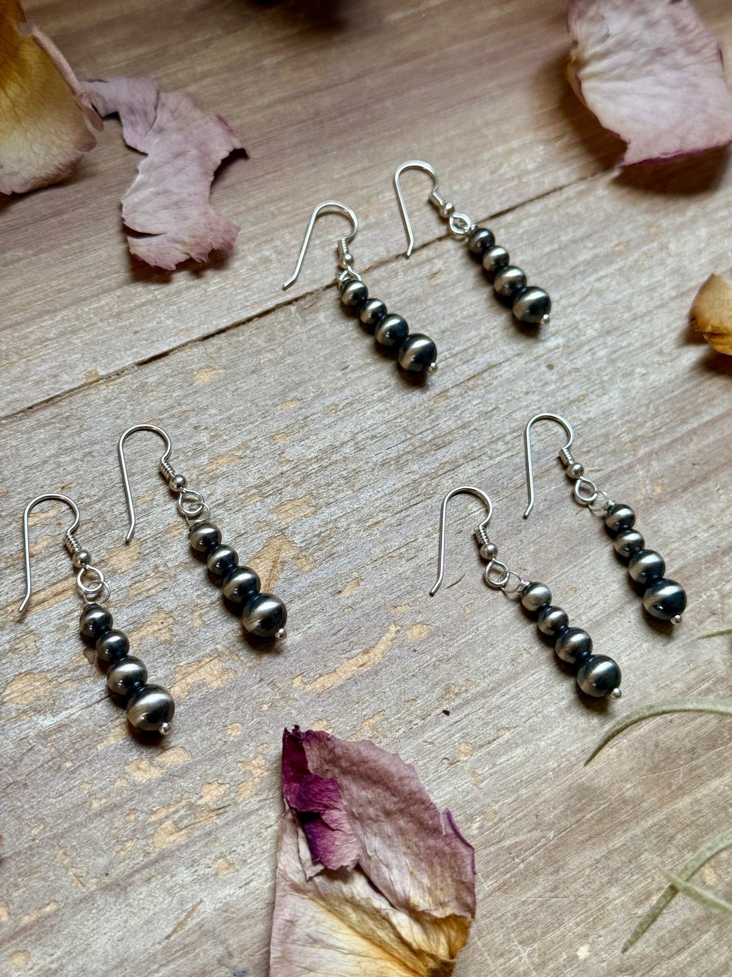 Sterling Silver Round Pearl Dangle Earrings – Handmade by Colby Ogg & Addalie Ogg – USA Made