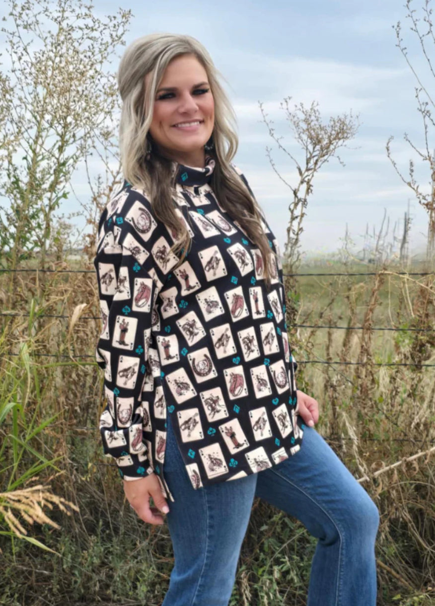 Luck of the Brand Mock Neck Top