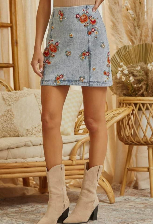 Flora + Denim skirt