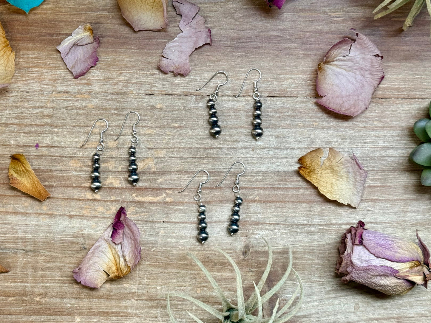 Sterling Silver Round Pearl Dangle Earrings – Handmade by Colby Ogg & Addalie Ogg – USA Made